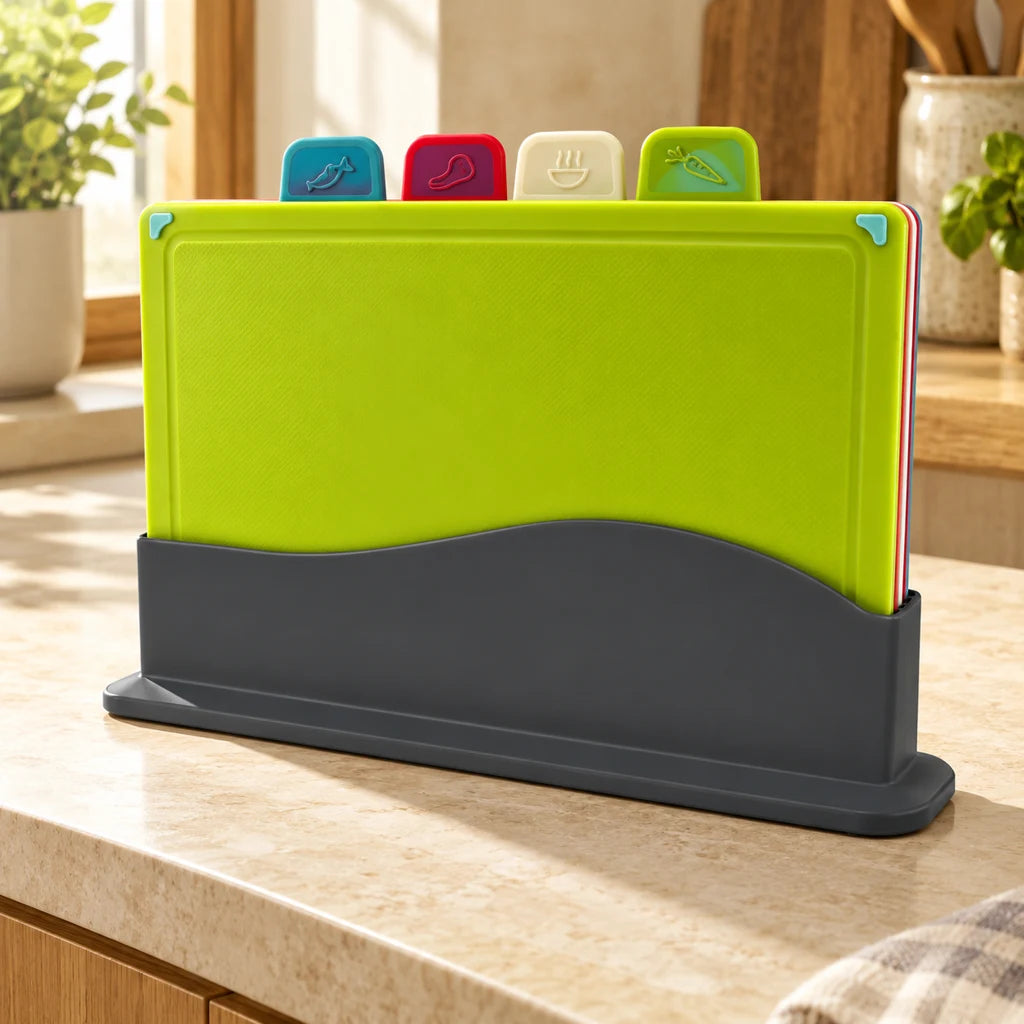 Cutting Boards with Storage Stand, Set of 4