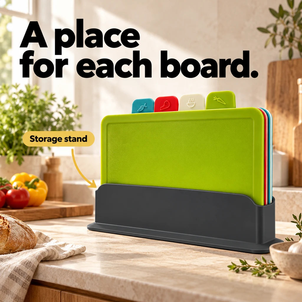 Cutting Boards with Storage Stand, Set of 4 — view 2