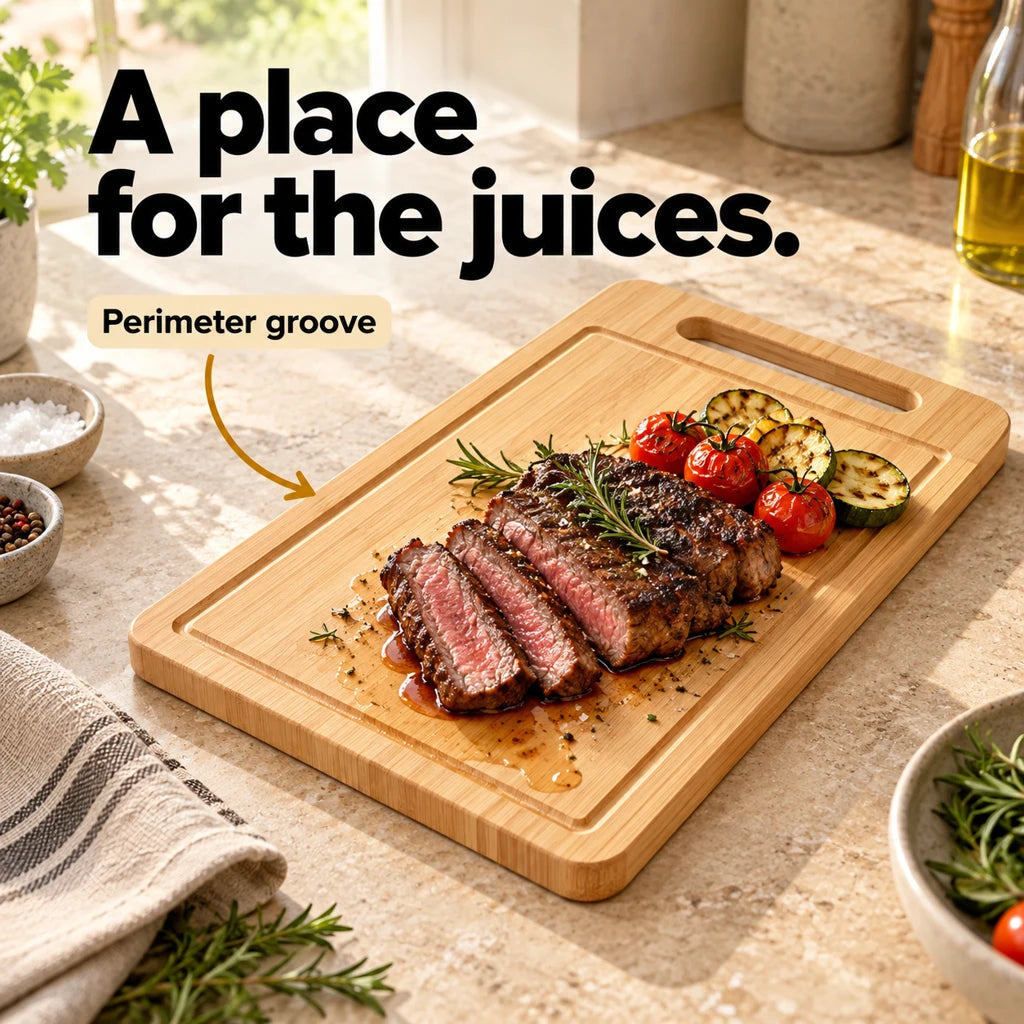 Thick Rectangular Bamboo Cutting Board — view 2