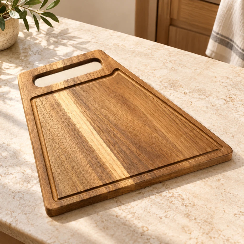 Acacia Cutting Board with Juice Groove and Handle