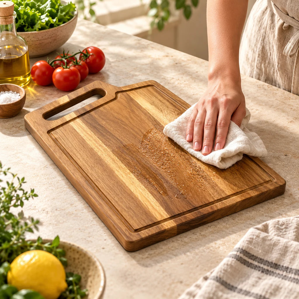 Acacia Cutting Board with Juice Groove and Handle — view 4