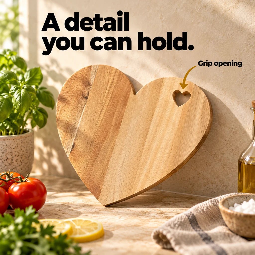 Heart-Shaped Wooden Cutting Board — view 3