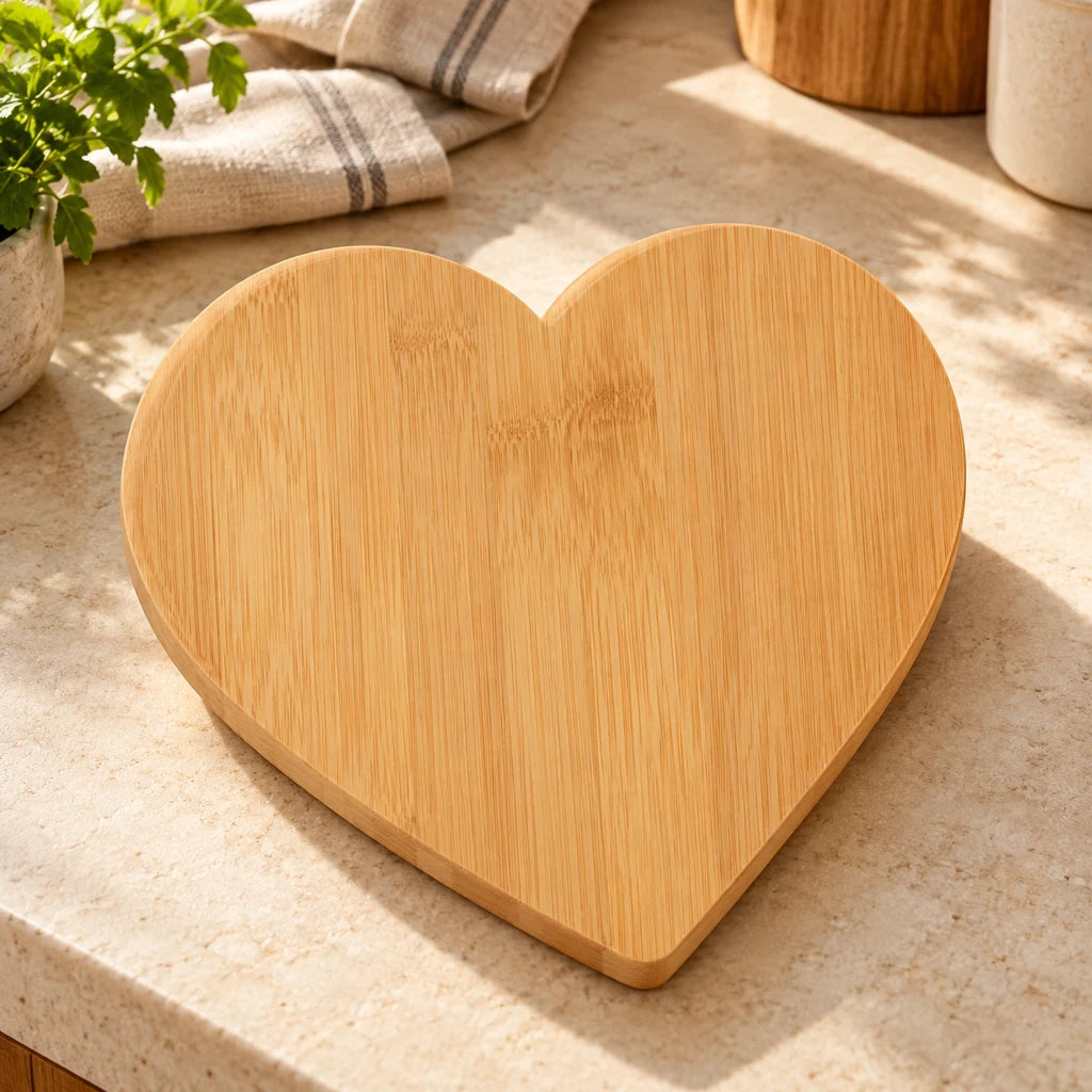 Heart-Shaped Bamboo Cutting Board