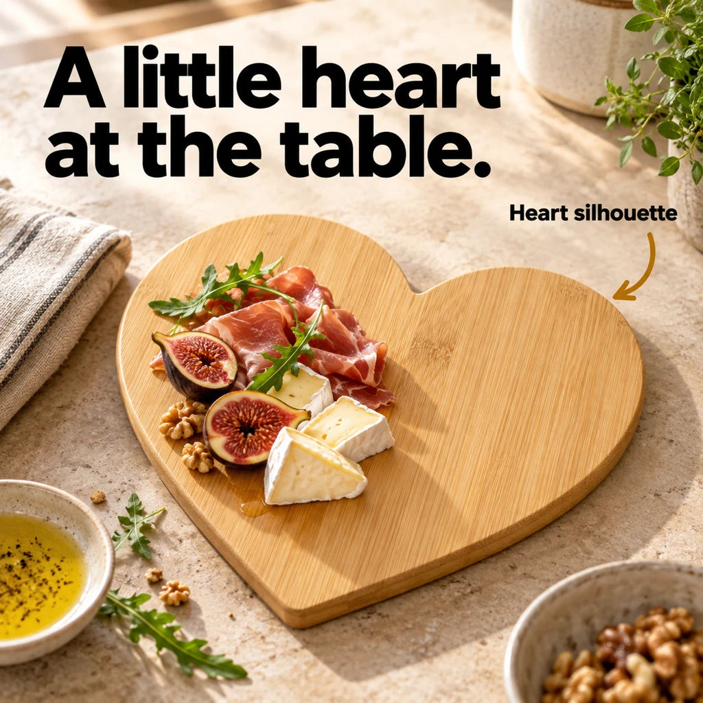 Heart-Shaped Bamboo Cutting Board — view 2