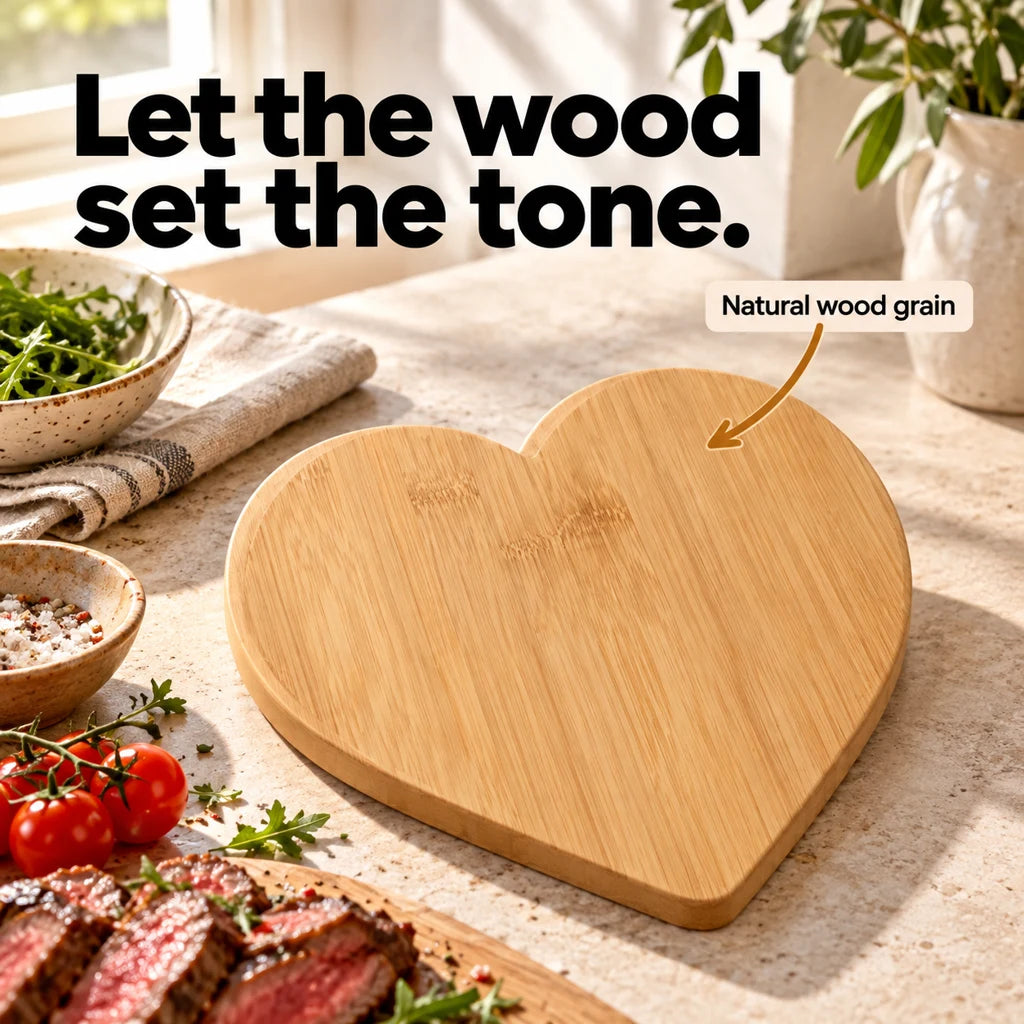Heart-Shaped Bamboo Cutting Board — view 3