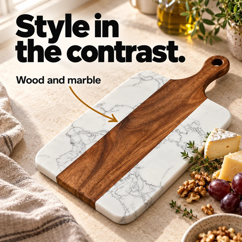 Wood and Marble Cutting Board — view 2
