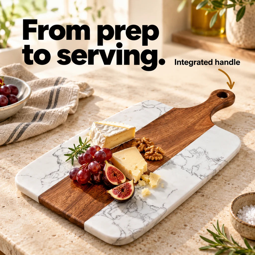 Wood and Marble Cutting Board — view 3