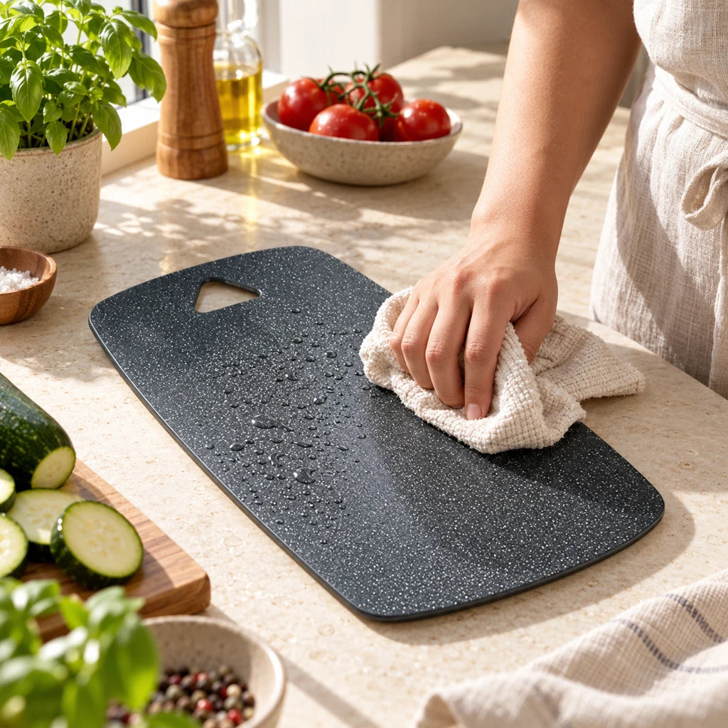 Marble-Look Reversible Plastic Cutting Board — view 4