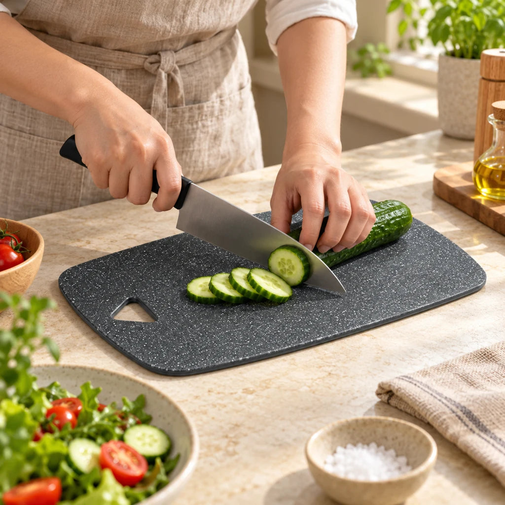Marble-Look Reversible Plastic Cutting Board — view 7