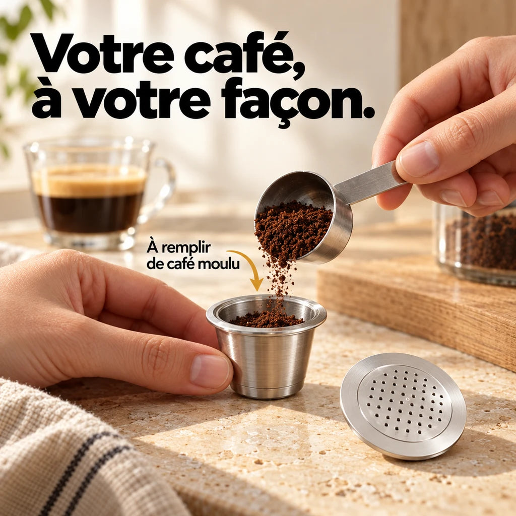 Capsules café réutilisables Nespresso acier inoxydable filtre — vue 2