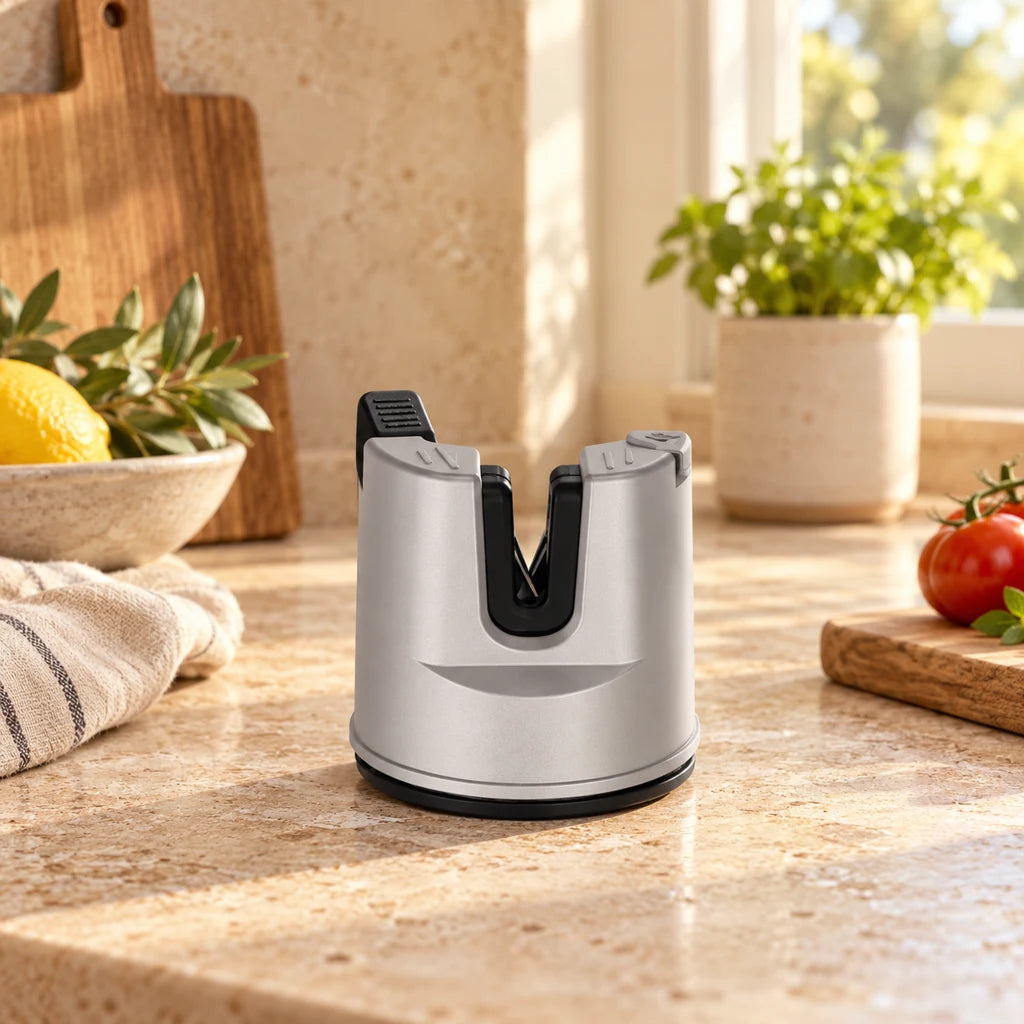 Kitchen knife sharpener with suction cup
