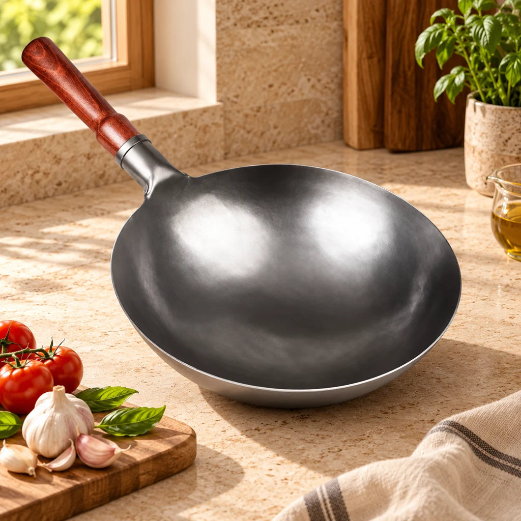 Wok with wooden handle — view 3