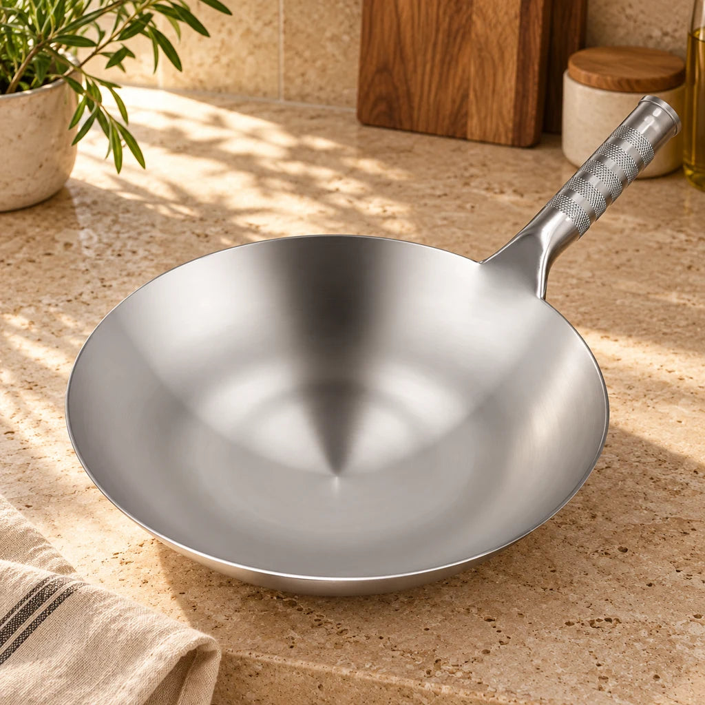 34cm stainless steel wok for healthy cooking