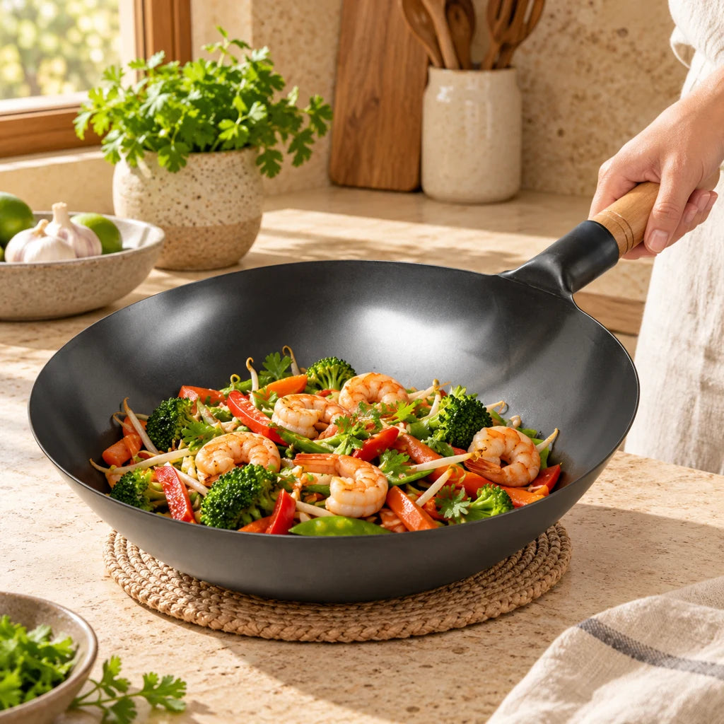 Compact, fast stainless steel wok — view 2