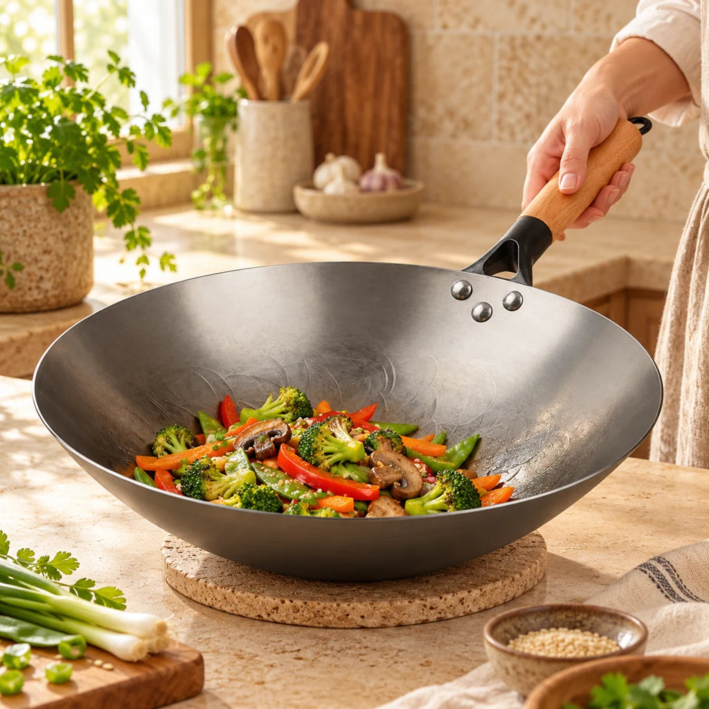 Traditional nonstick 32cm iron wok — view 2