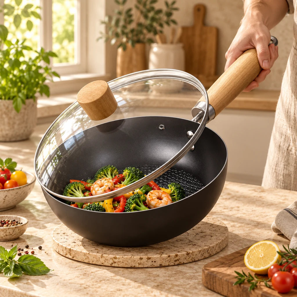 Nonstick cast iron wok — view 2