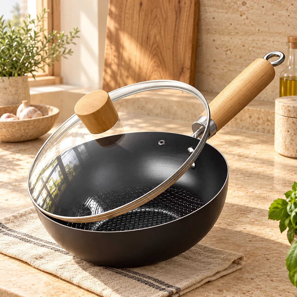 Nonstick cast iron wok — view 3