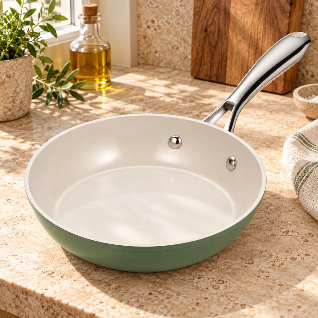 White stainless steel pan