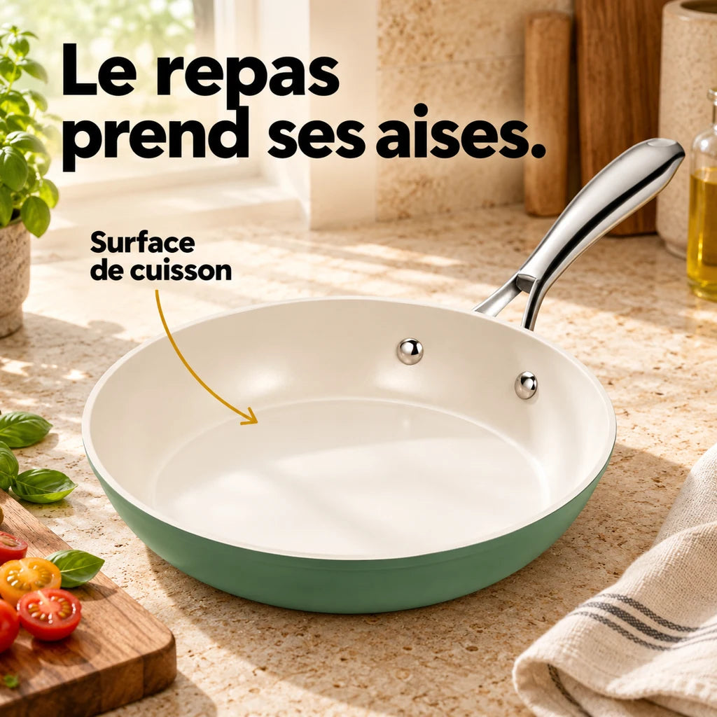 Poêle blanche inox — vue 3