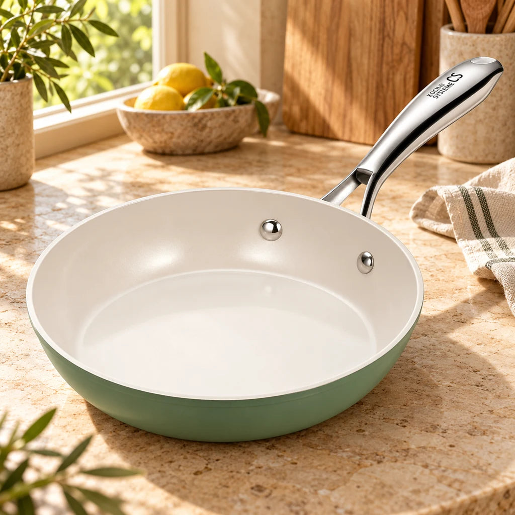 White stainless steel pan — view 3