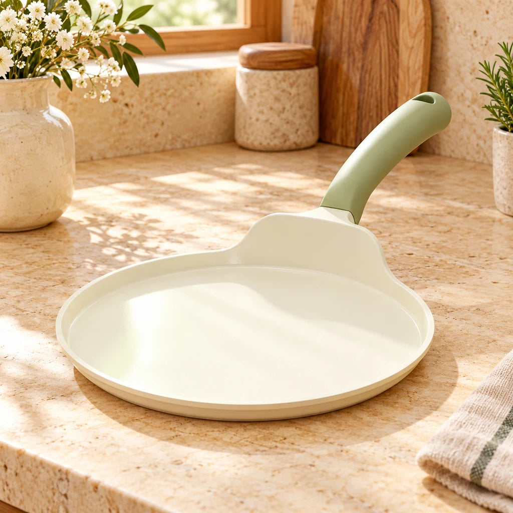White aluminum frying pan