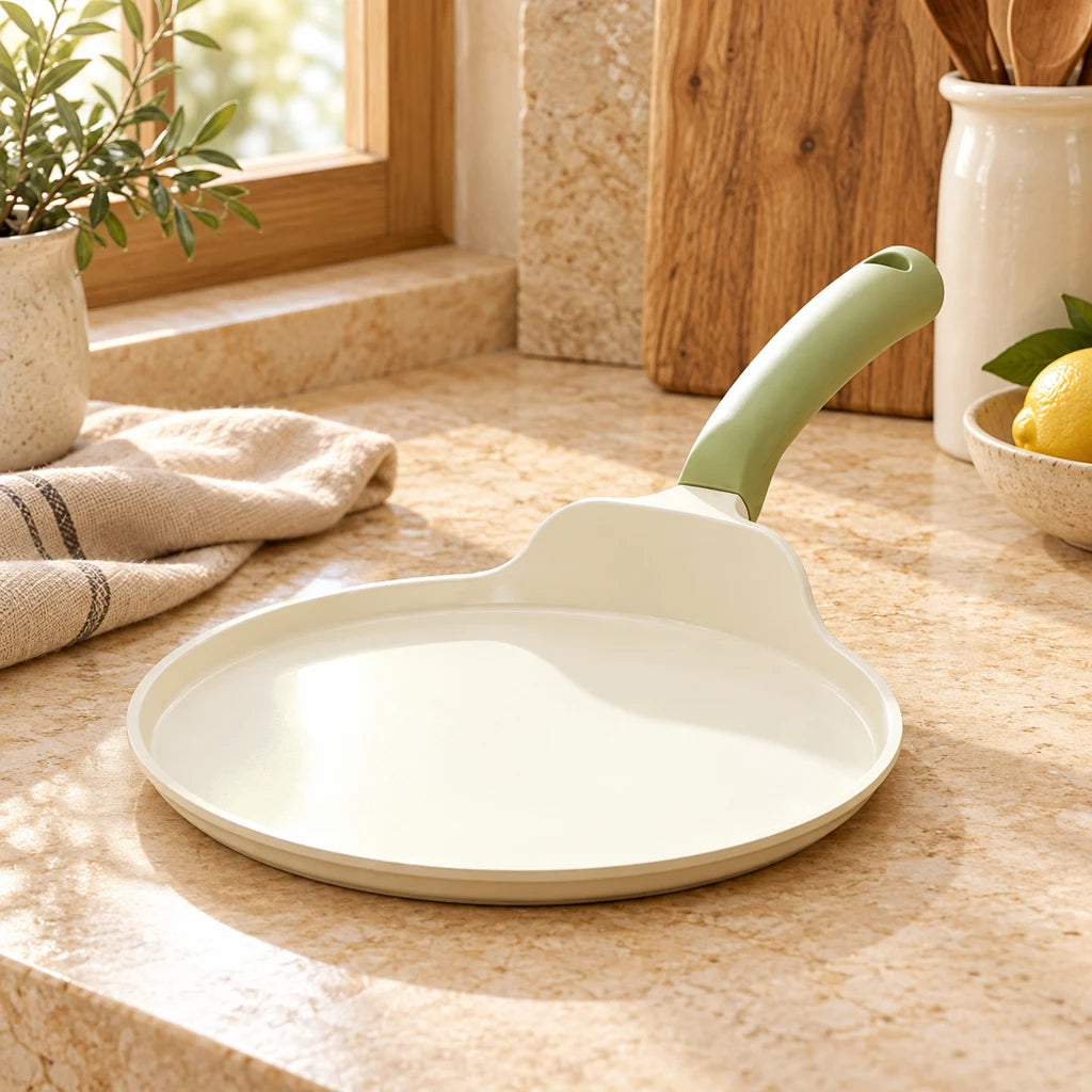 White aluminum frying pan — view 3