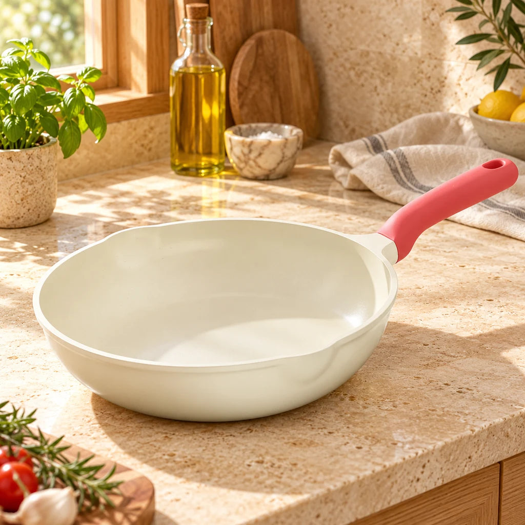 White stainless steel Donnor frying pan
