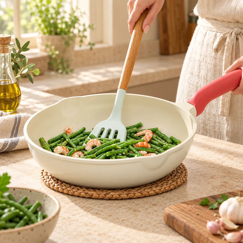 White stainless steel Donnor frying pan — view 2