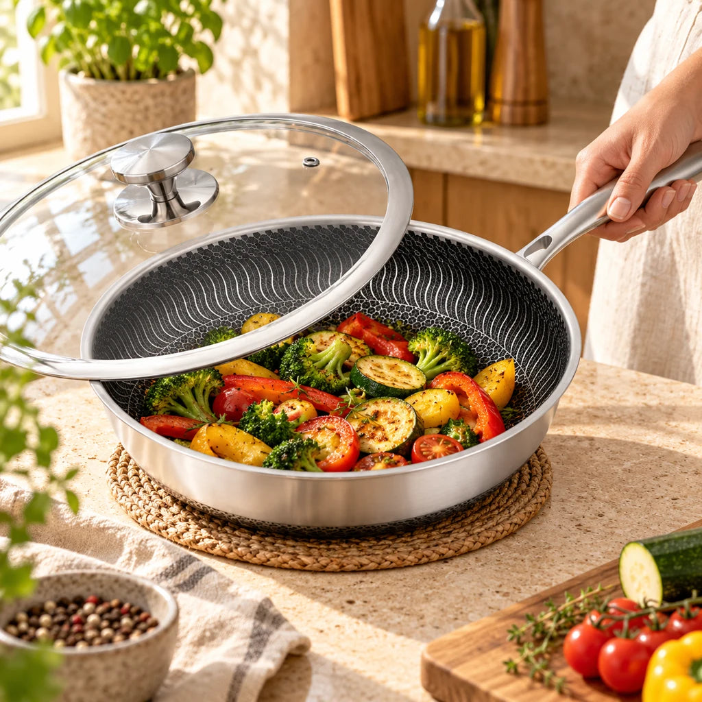28 cm stainless steel frying pan — view 2