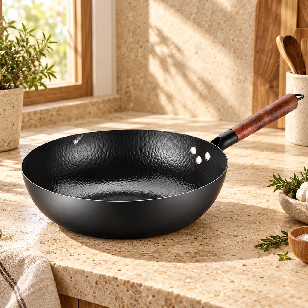 Handmade iron frying pan