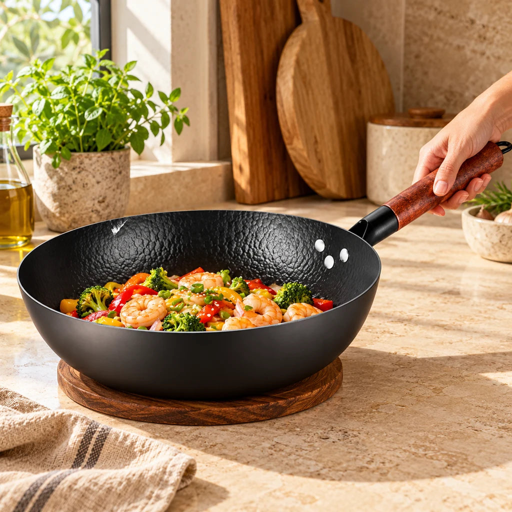 Handmade iron frying pan — view 2