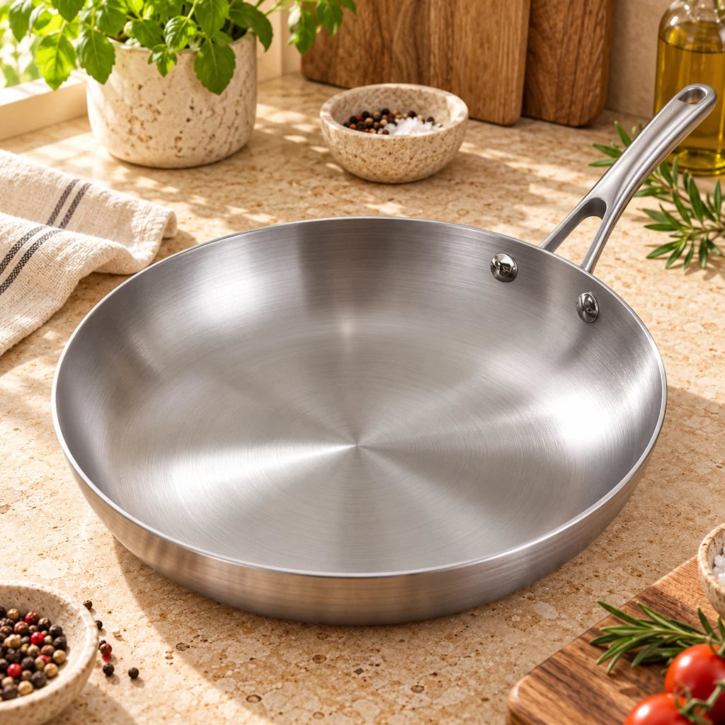 304 Stainless Steel Frying Pan, Large Capacity