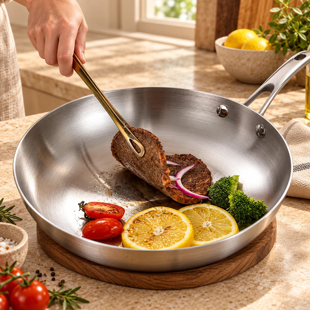 304 Stainless Steel Frying Pan, Large Capacity — view 2