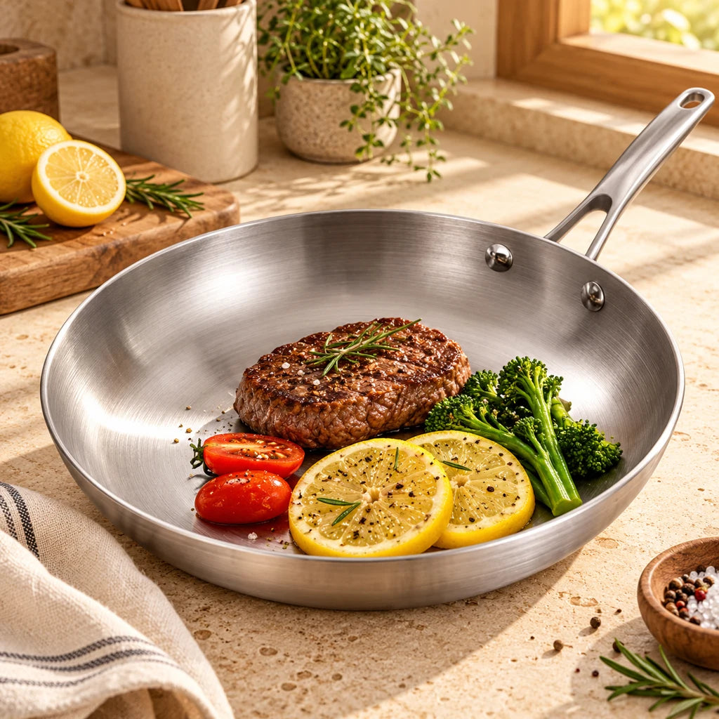 304 Stainless Steel Frying Pan, Large Capacity — view 3
