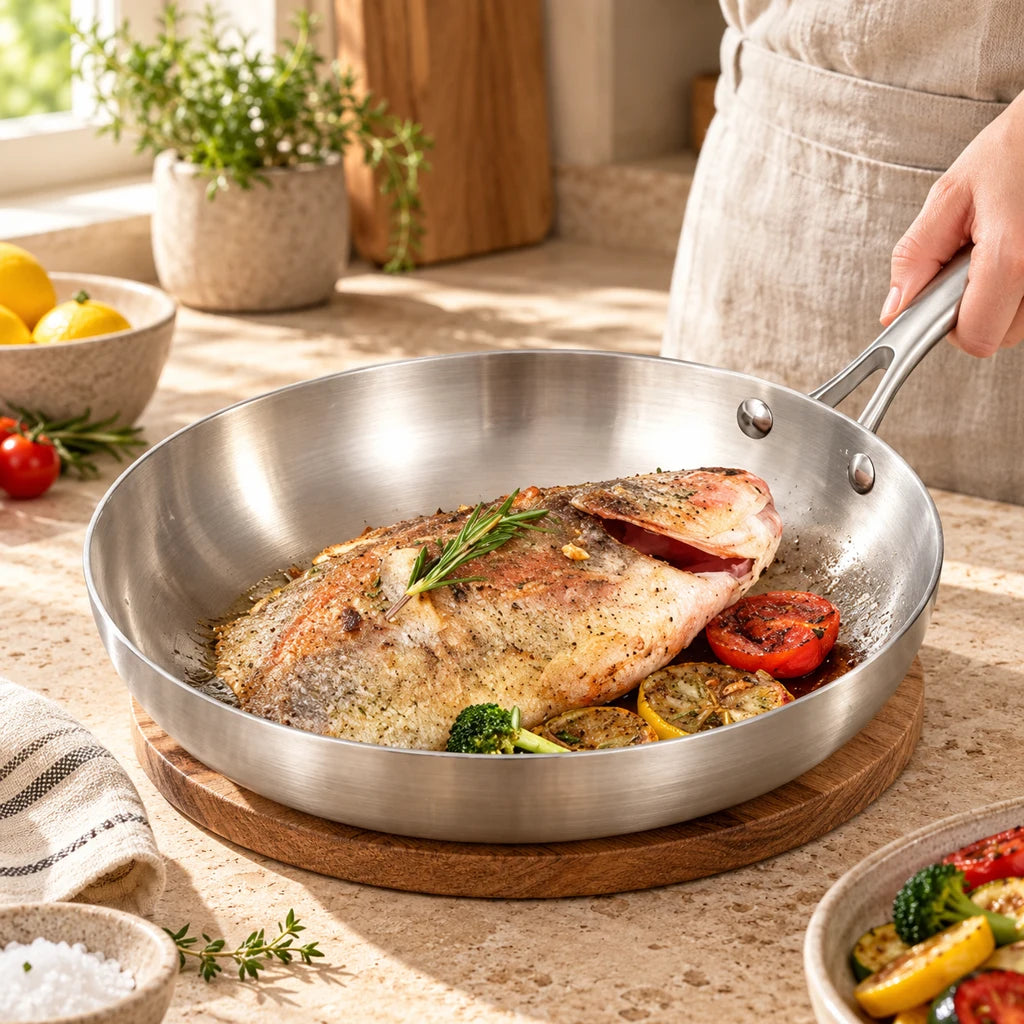 stainless steel pan 28 cm - reinforced coating — view 2