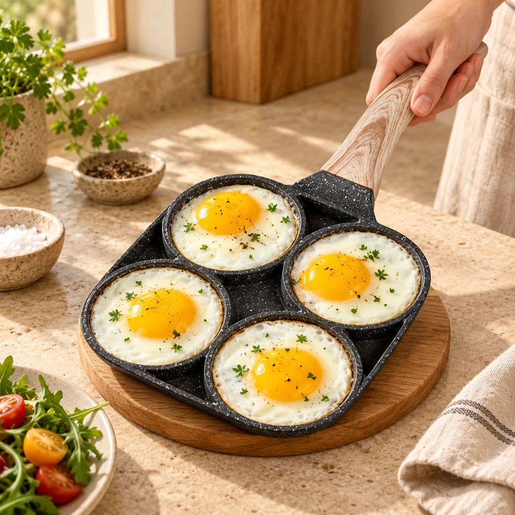 Compartmentalized pancake pan — view 2