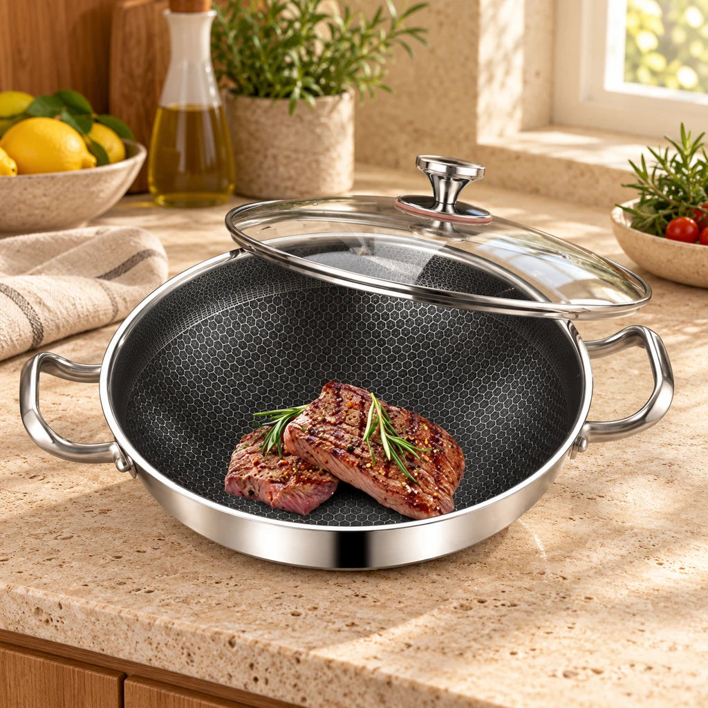 Stainless Steel and 304 Cast Iron Frying Pan