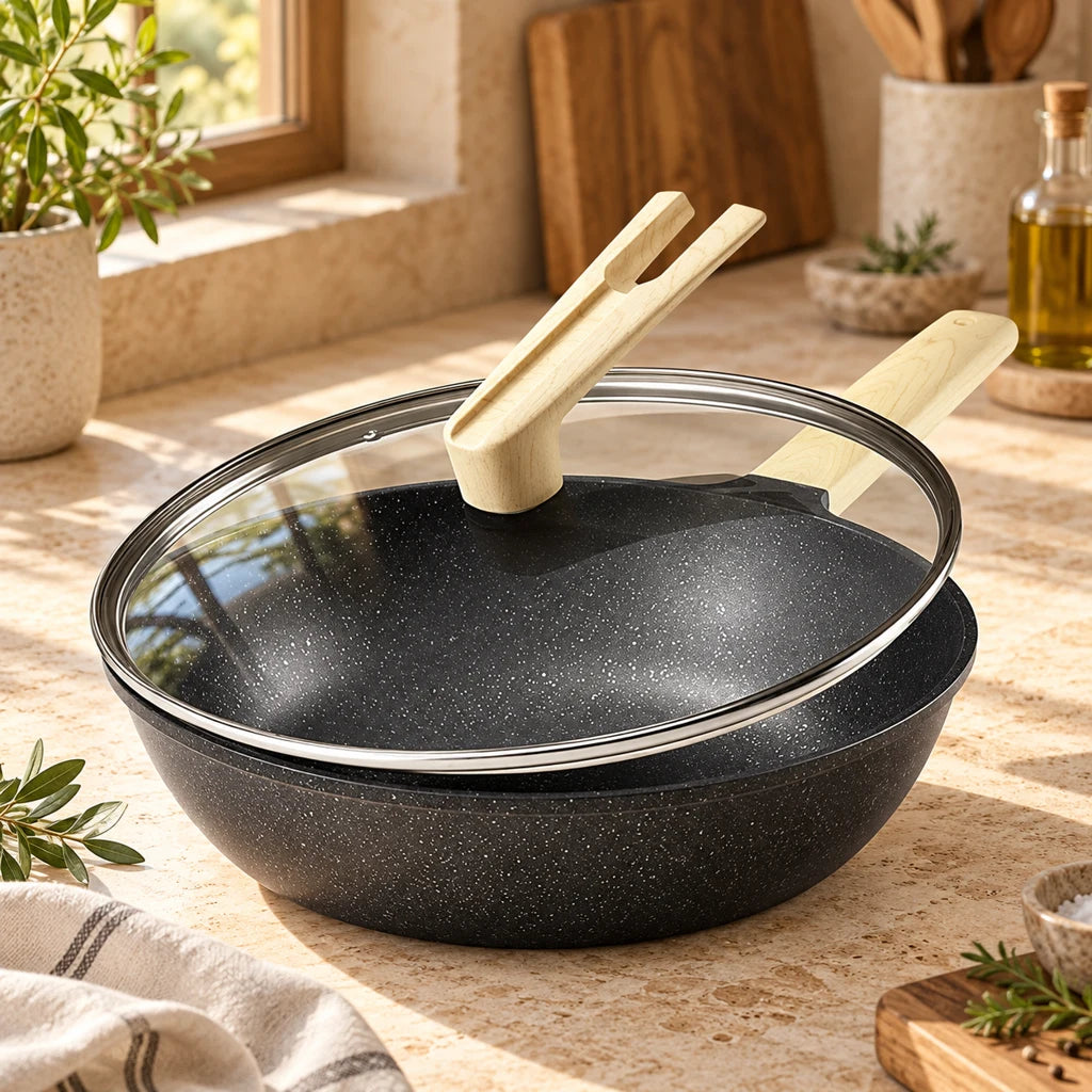 Refined 304 stainless steel frying pan