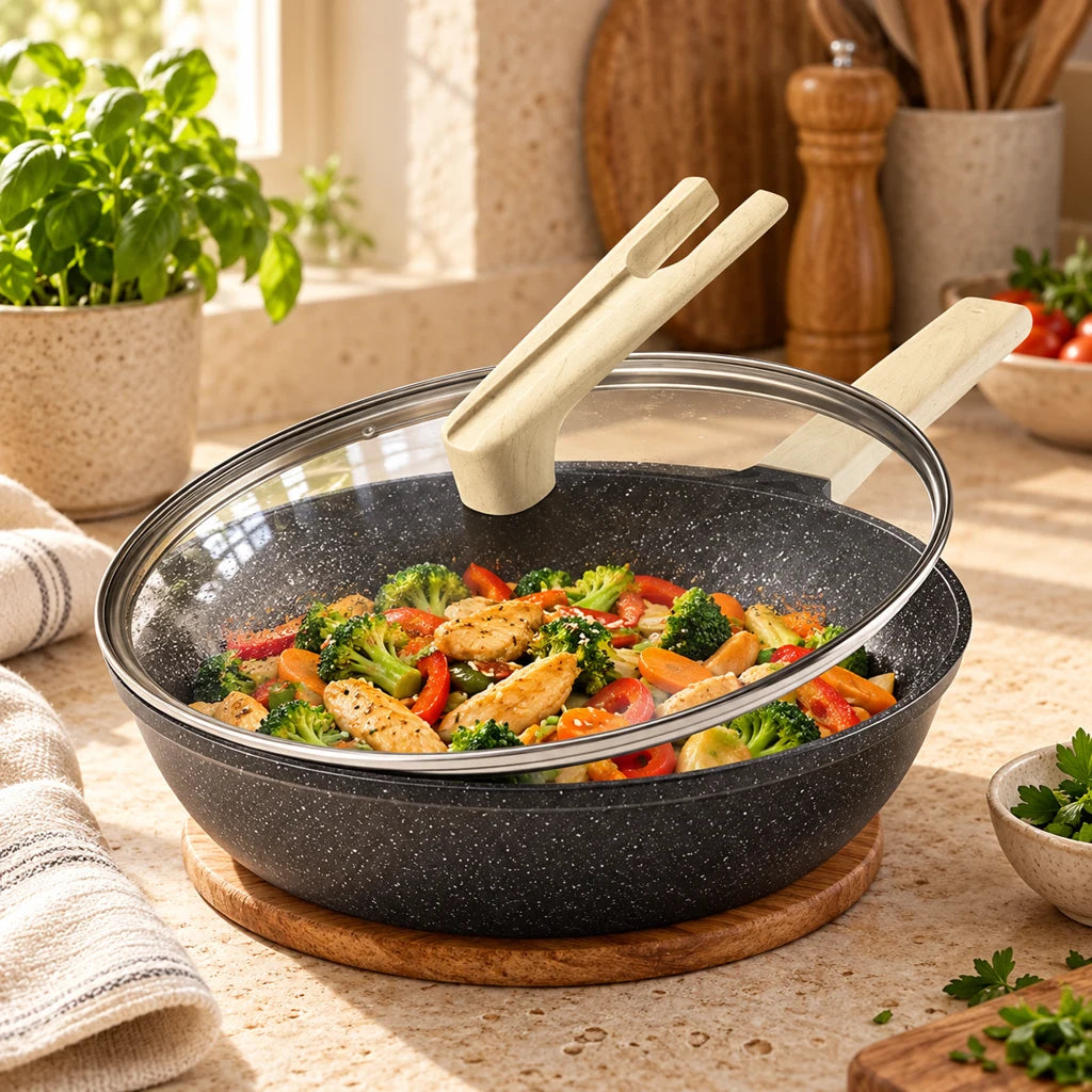 Refined 304 stainless steel frying pan — view 2