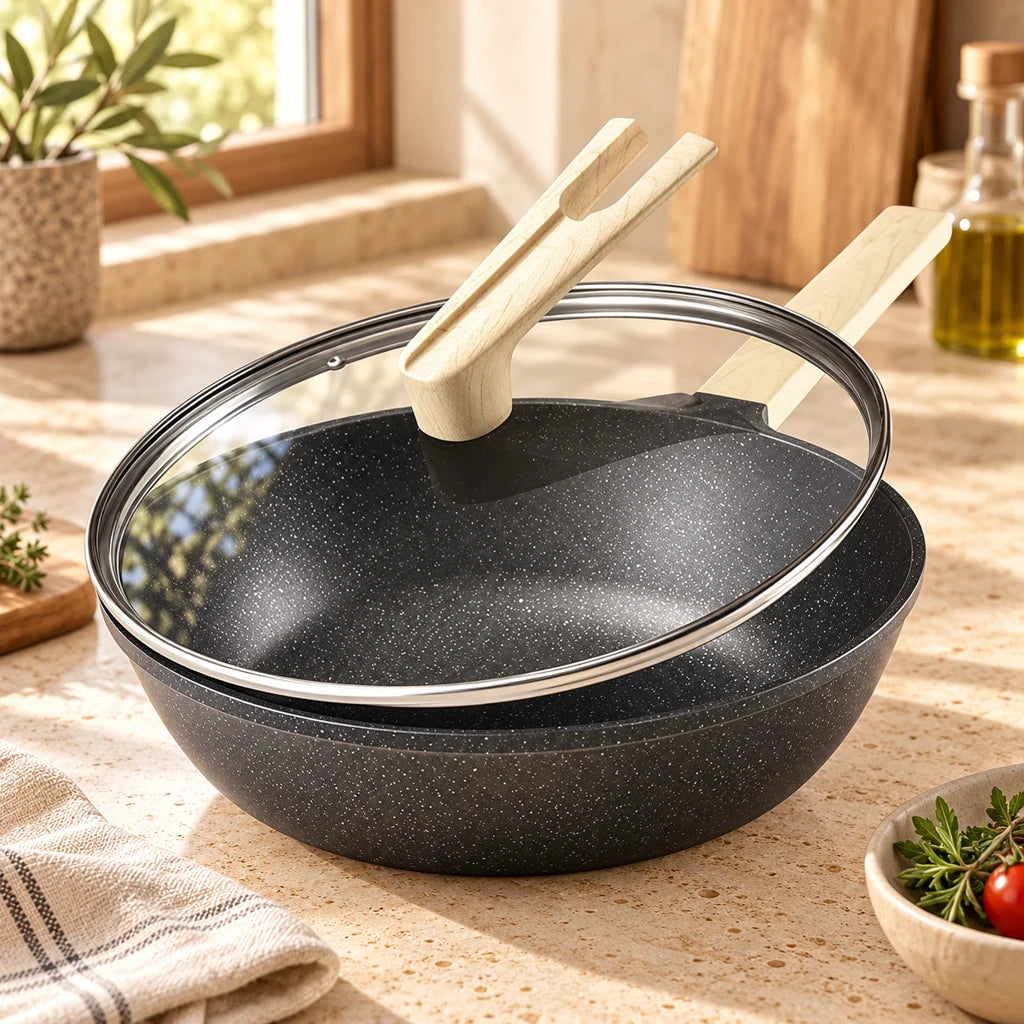 Refined 304 stainless steel frying pan — view 3