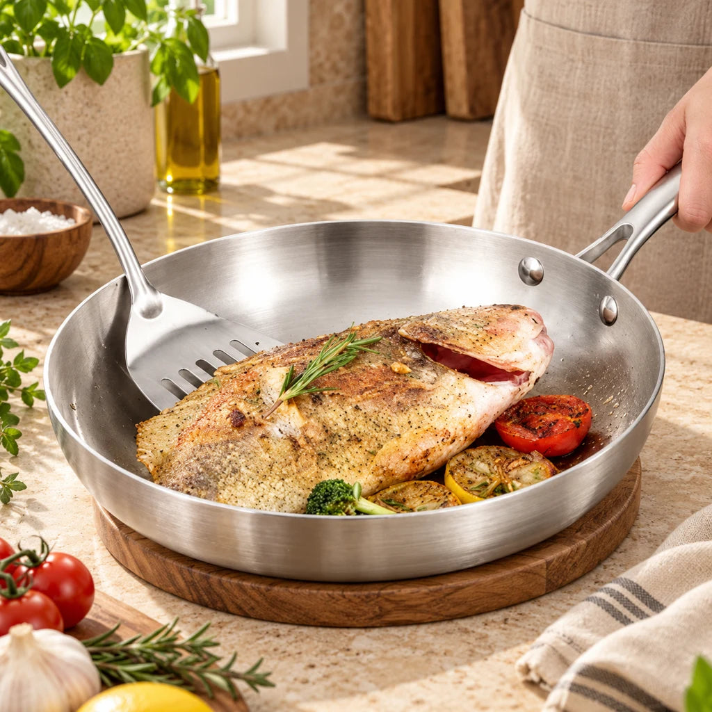 304 Stainless Steel Frying Pan for all cooktops — view 2