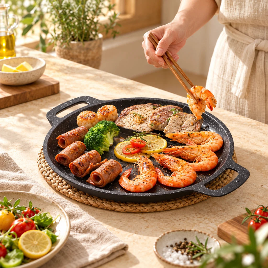 Round Korean Grill Pan for barbecue — view 2