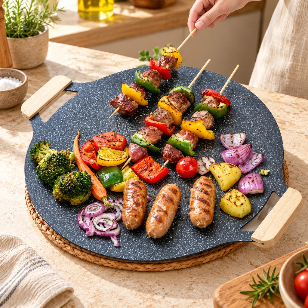 Portable Round Nonstick Korean Grill Pan — view 2