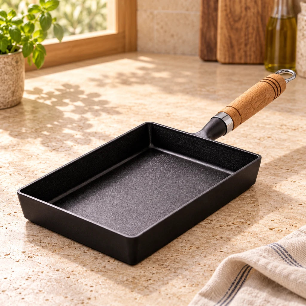 Rectangular Japanese cast iron frying pan Antiarina