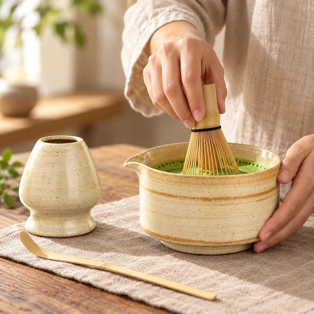 Japanese Bamboo Matcha Set: Whisk, Spoon, 4 Pieces — view 2