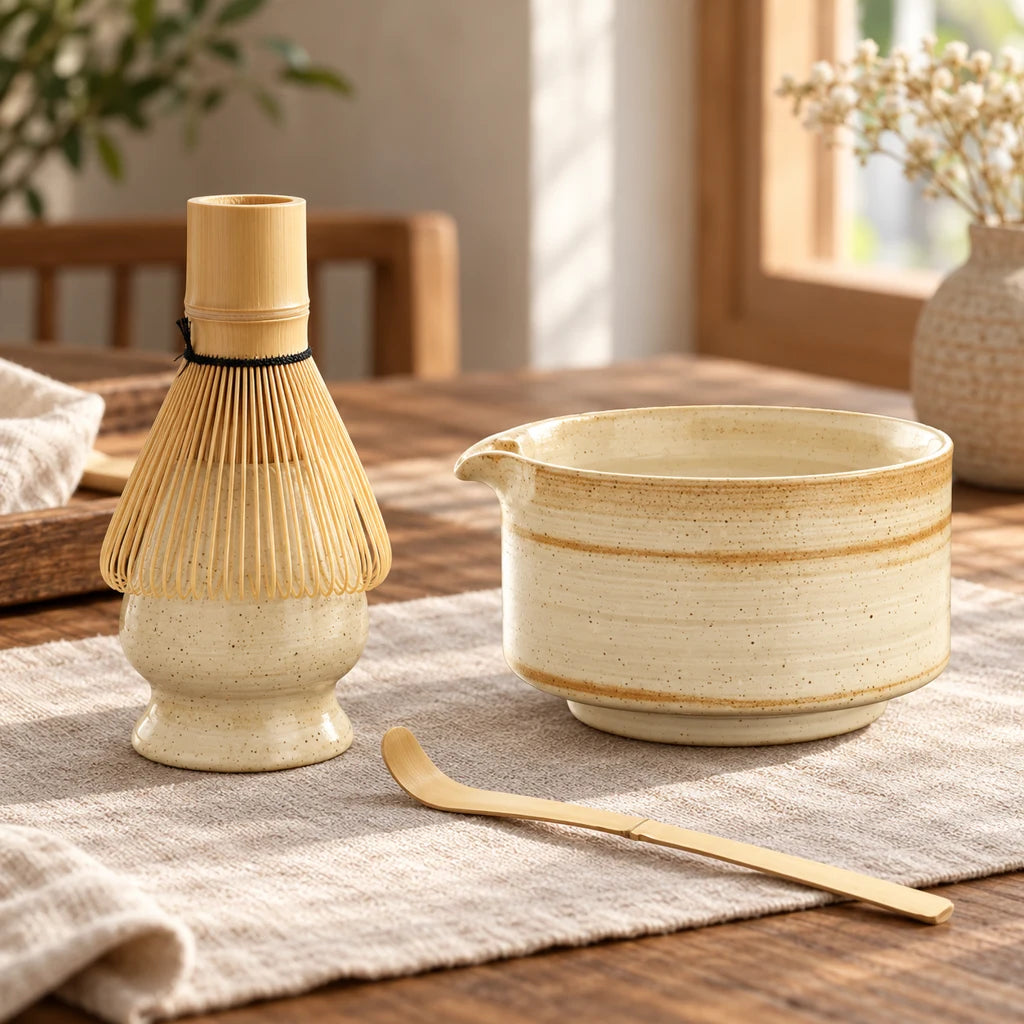 Japanese Bamboo Matcha Set: Whisk, Spoon, 4 Pieces — view 3