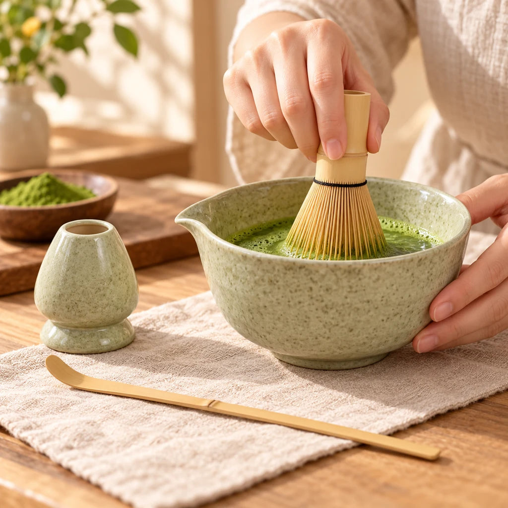 Reusable Matcha tea whisk set, ceramic bowl — view 2