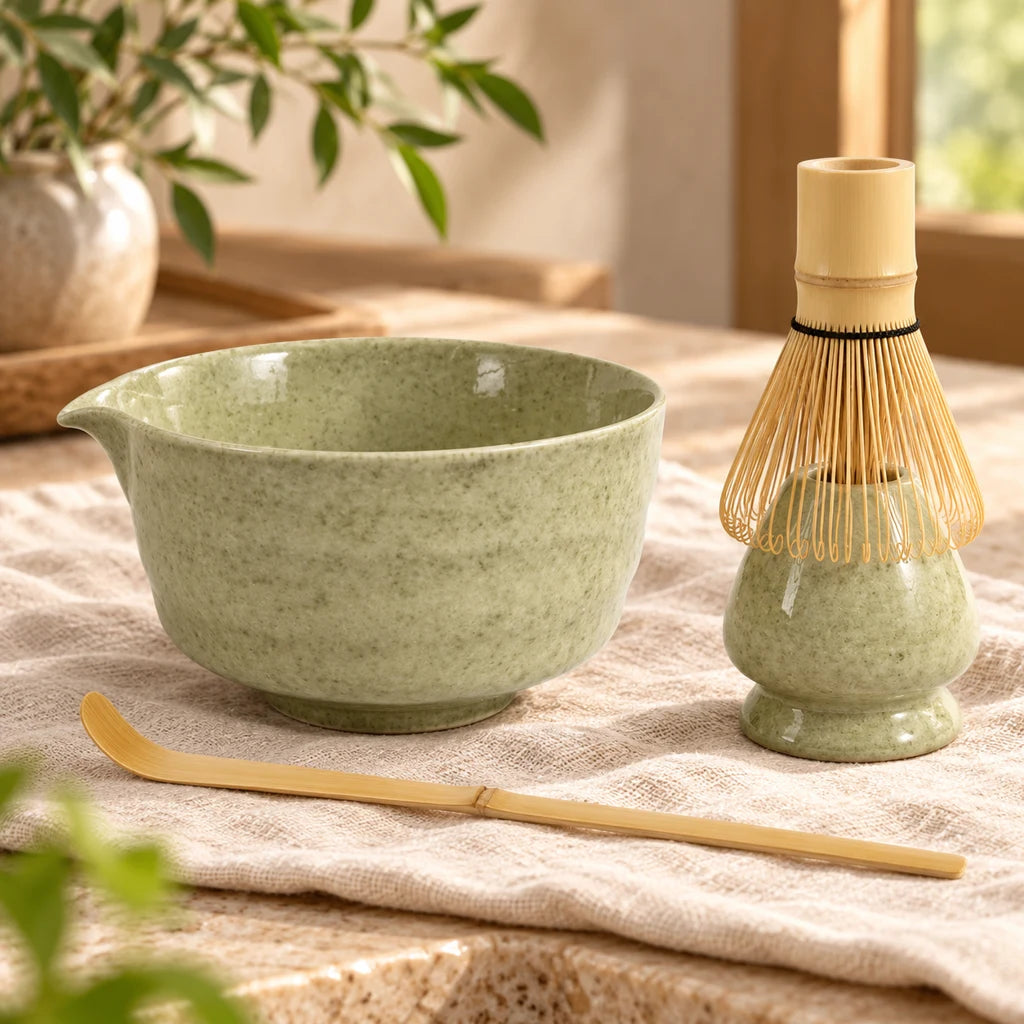 Reusable Matcha tea whisk set, ceramic bowl — view 3