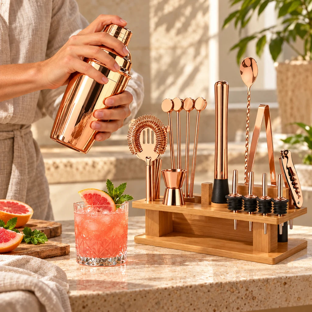 Stainless steel cocktail bartender kit, home martini tools — view 2