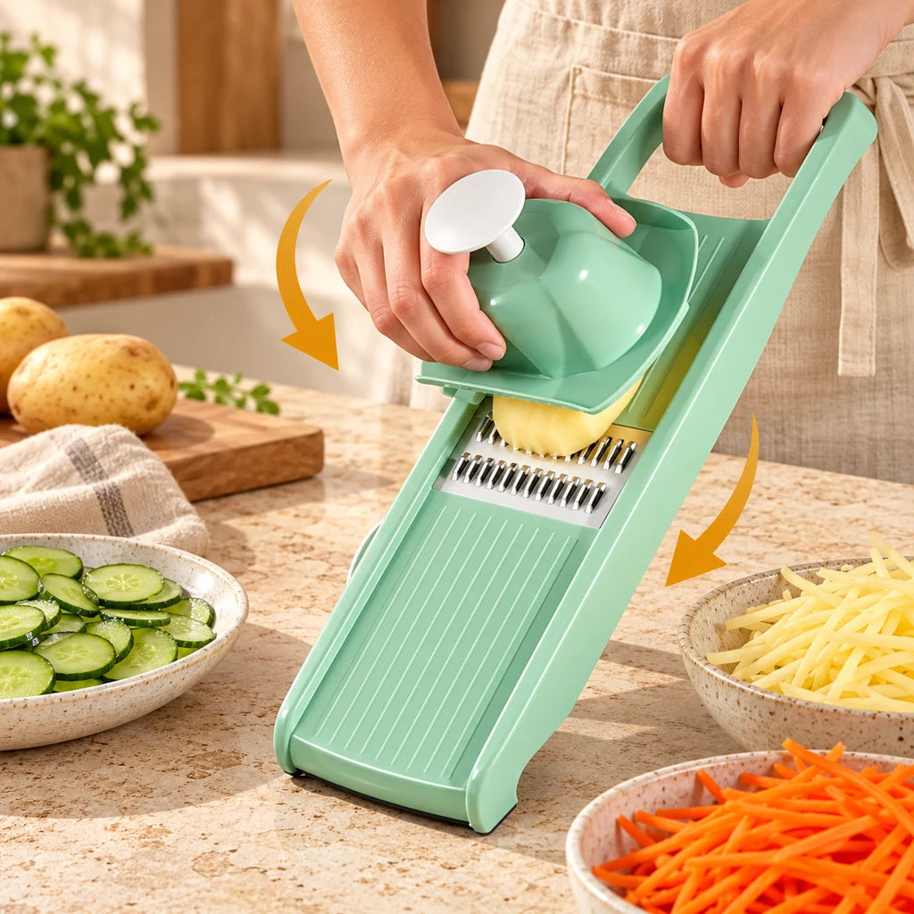 Stainless steel vegetable mandoline chopper — view 2